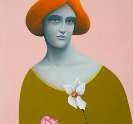 니콜라스 파티의 Portrait with Flowers